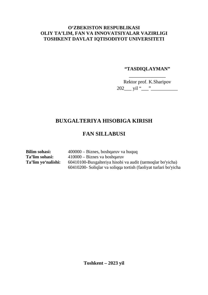 Buxgalteriya hisobiga kirish 1