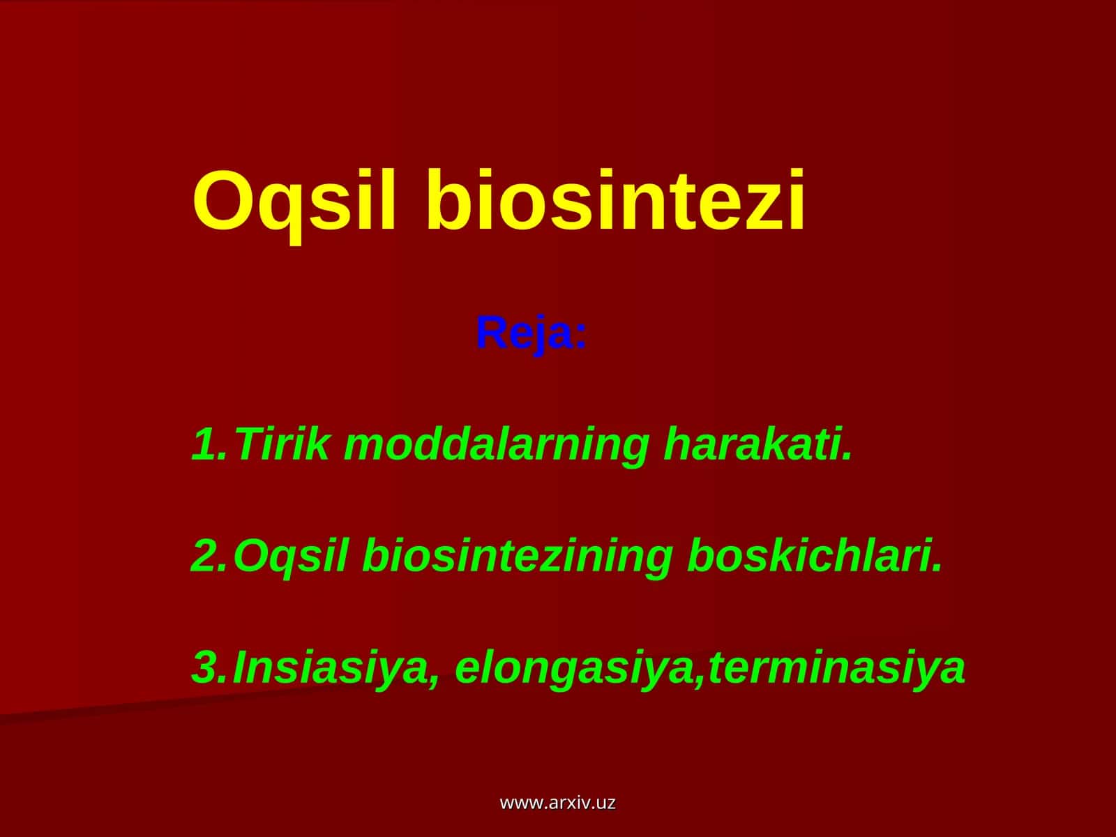 Oqsil biosintezi 1