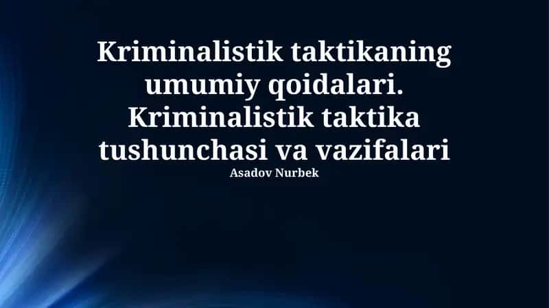 Kriminalistik taktika 1