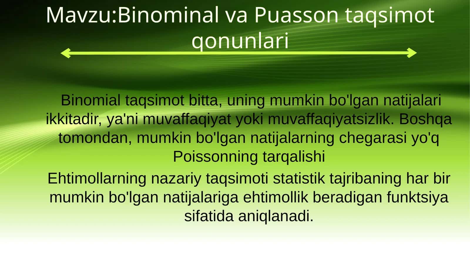 Binominal va Puasson taqsimot qonunlari 1