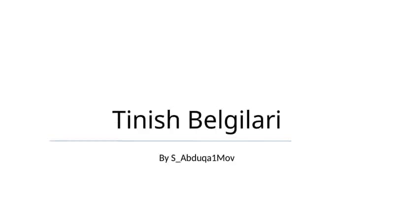 Tinish Belgilari 1