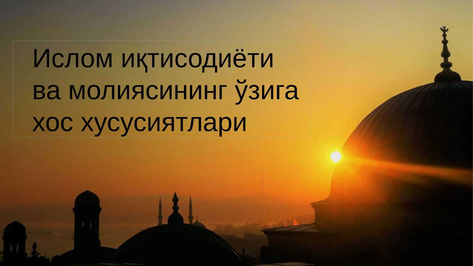 Islom iqtisodiyoti va moliyasi. 1