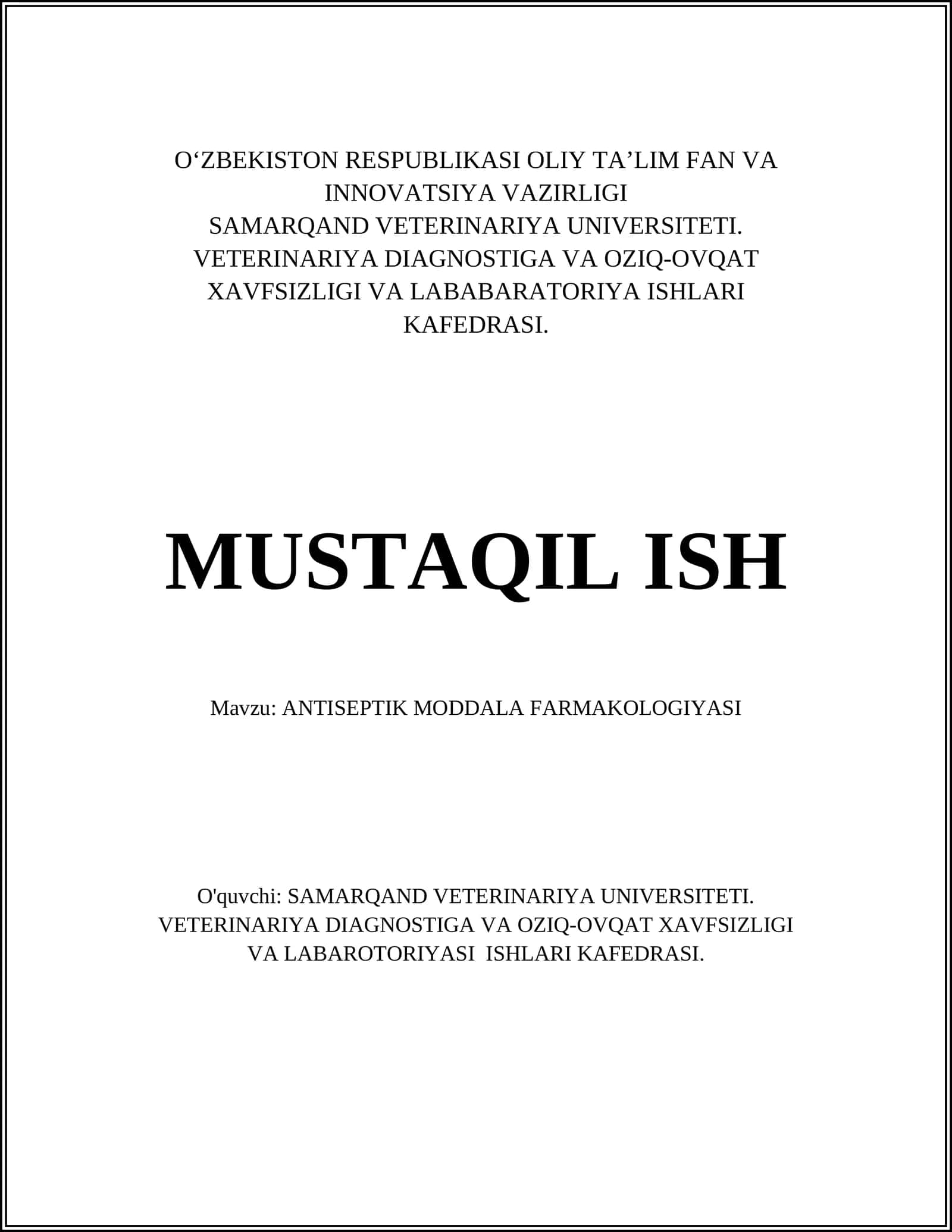 ANTISEPTIK MODDALA FARMAKOLOGIYASI 1