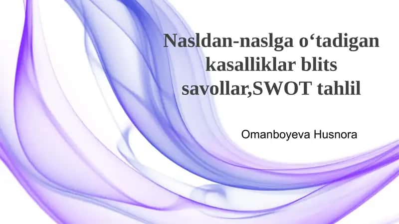 Kasalliklar bo'yicha SWOT tahlili 1
