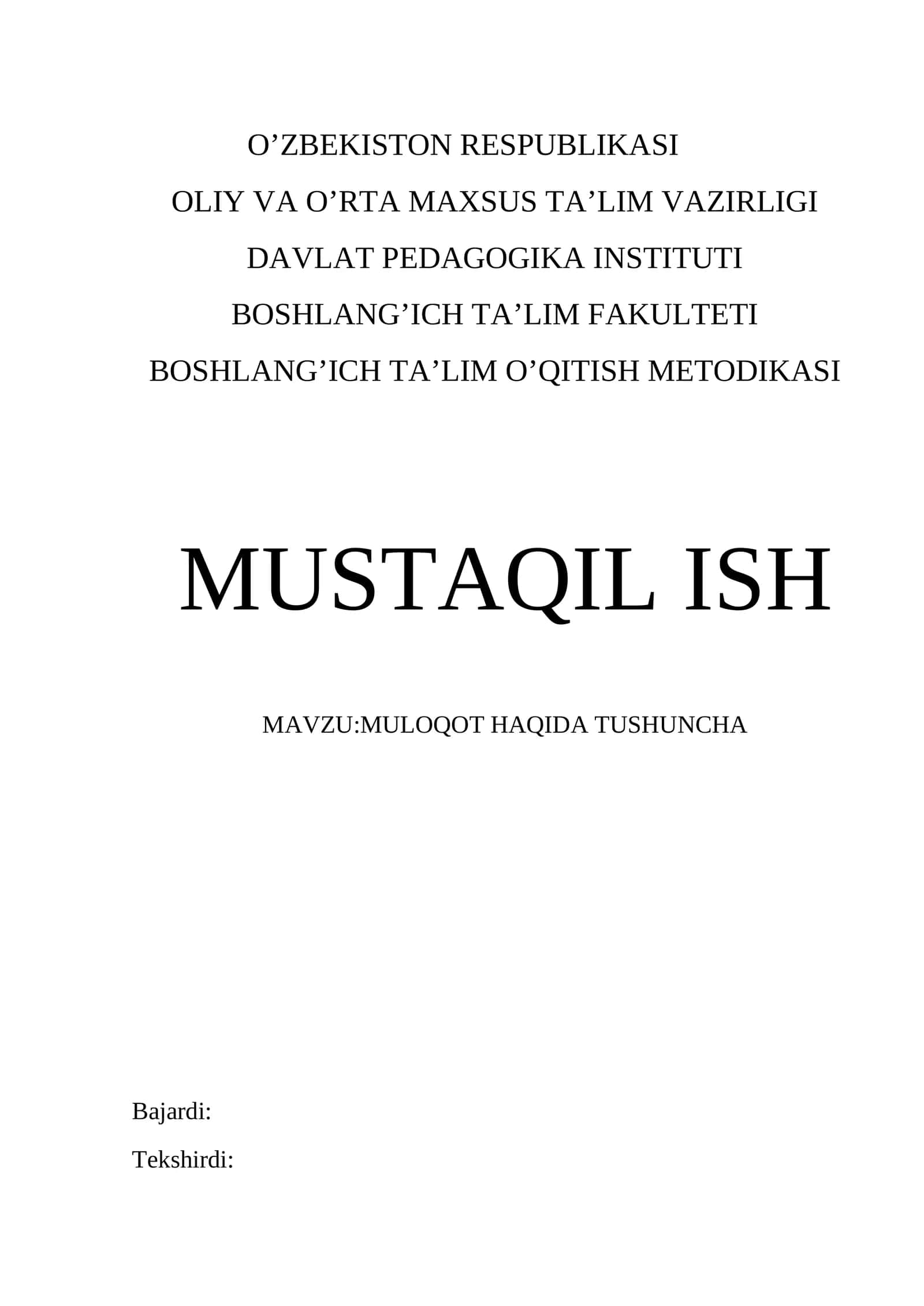 MULOQOT HAQIDA TUSHUNCHA 1