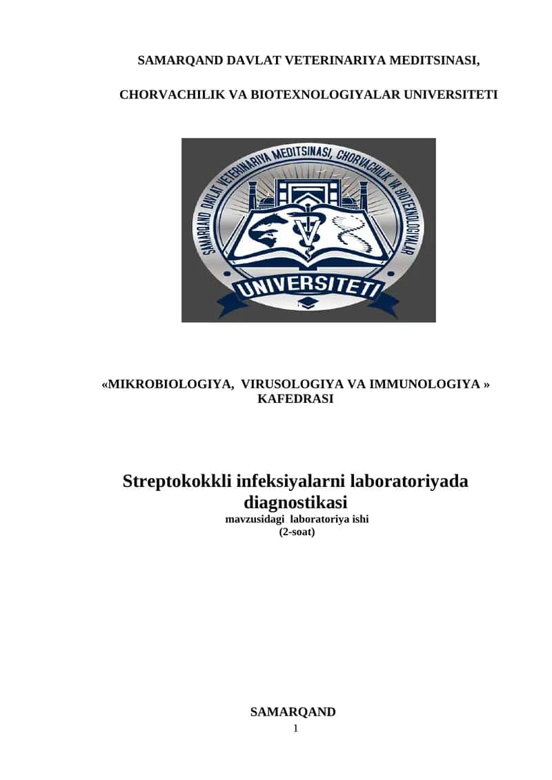 Streptokokkli infeksiyalarni laboratoriyada diagnostikasi 1