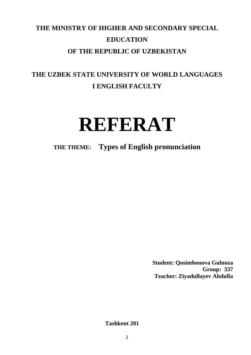 Types of English Pronunciation 1
