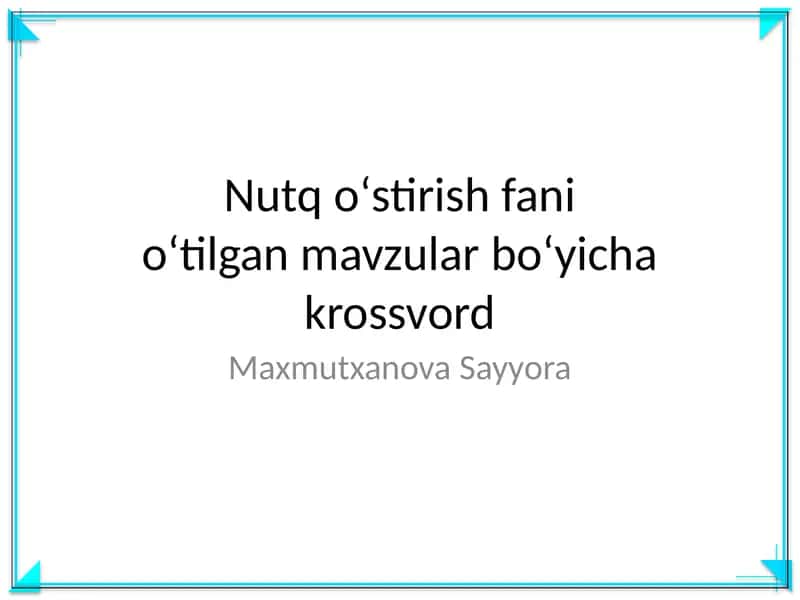 Nutq oʻstirish fani 1