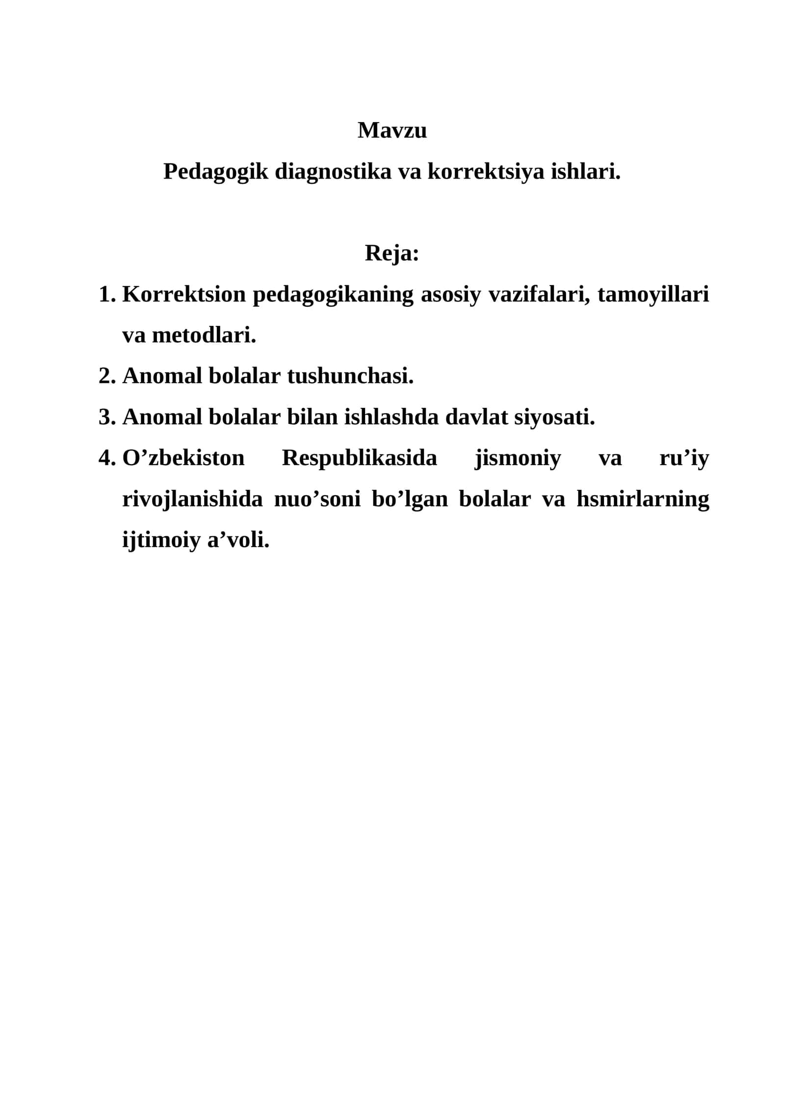 Pedagogik diagnostika va korrektsiya ishlari 1