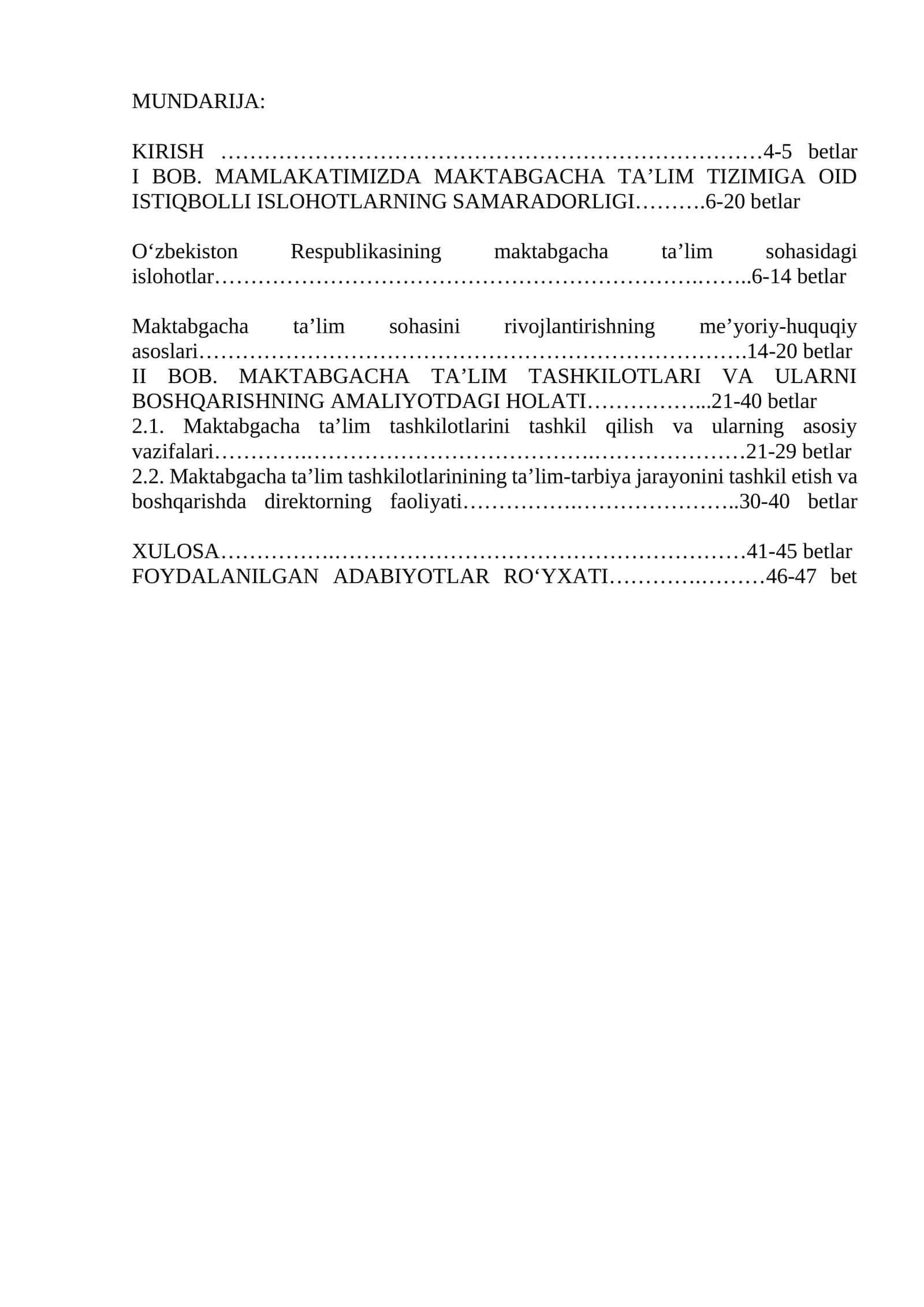 Maktabgacha Ta'limni Rivojlantirish 1