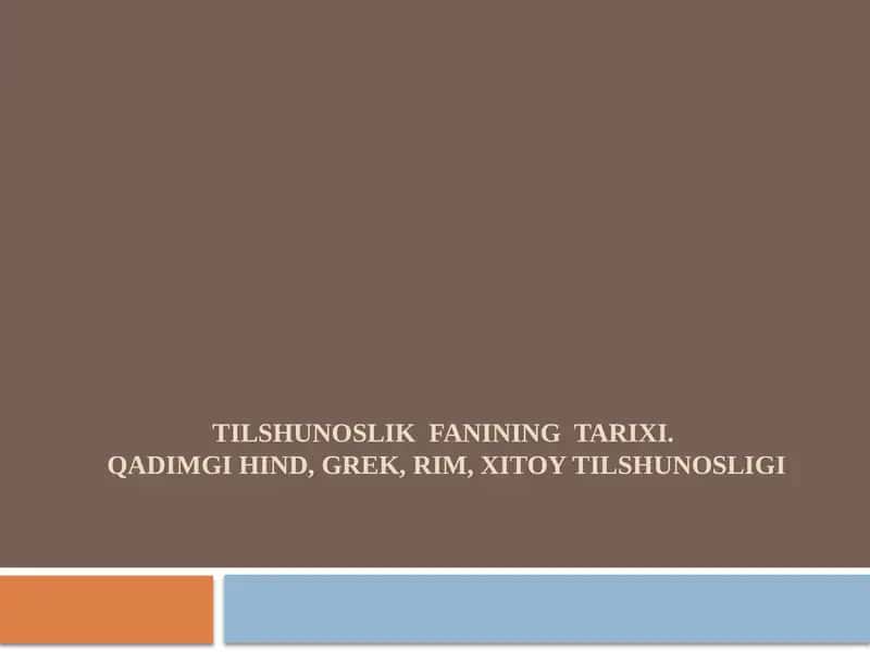 Qadimgi Hind Tilshunosligi 1