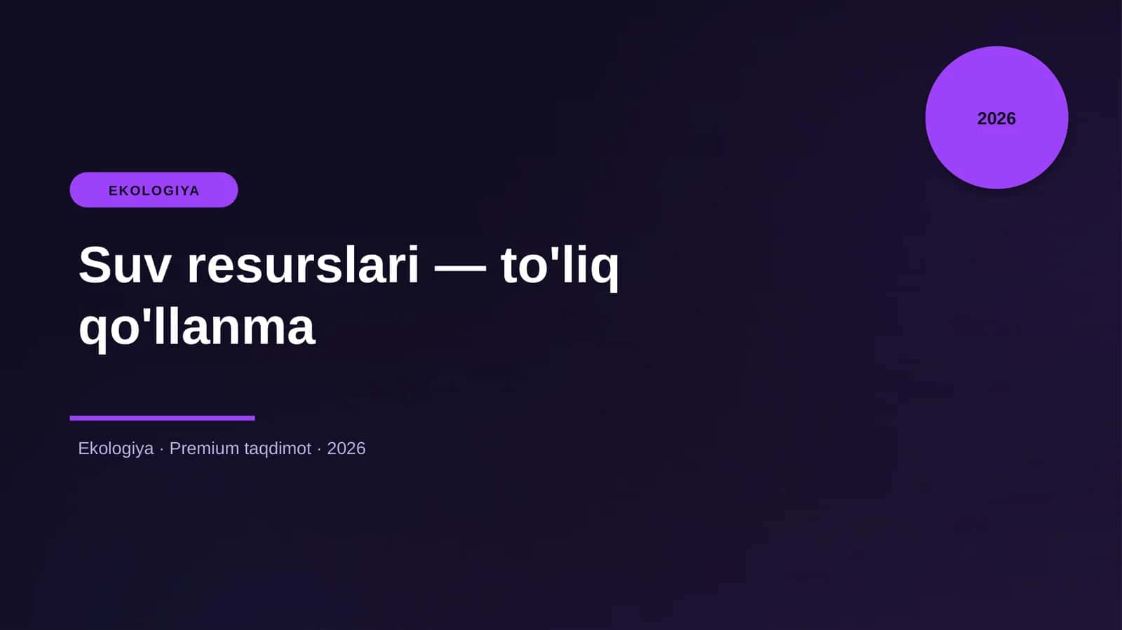 Suv resurslari — to'liq qo'llanma 1