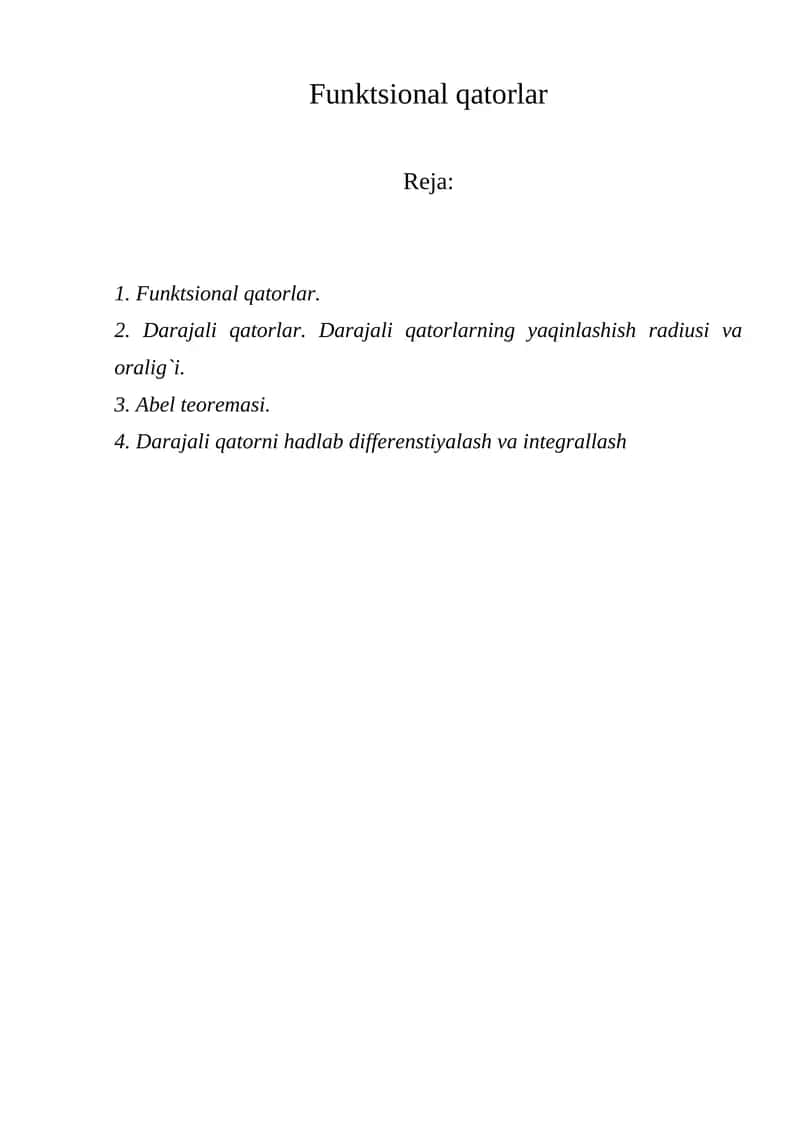 Funktsional qatorlar 1
