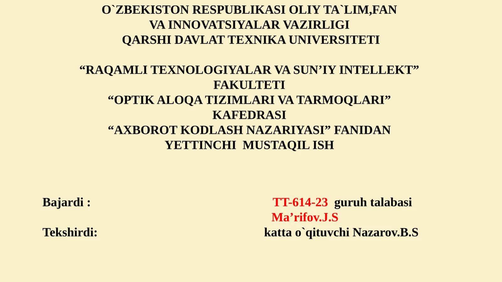 AXBOROT KODLASH NAZARIYASI 1