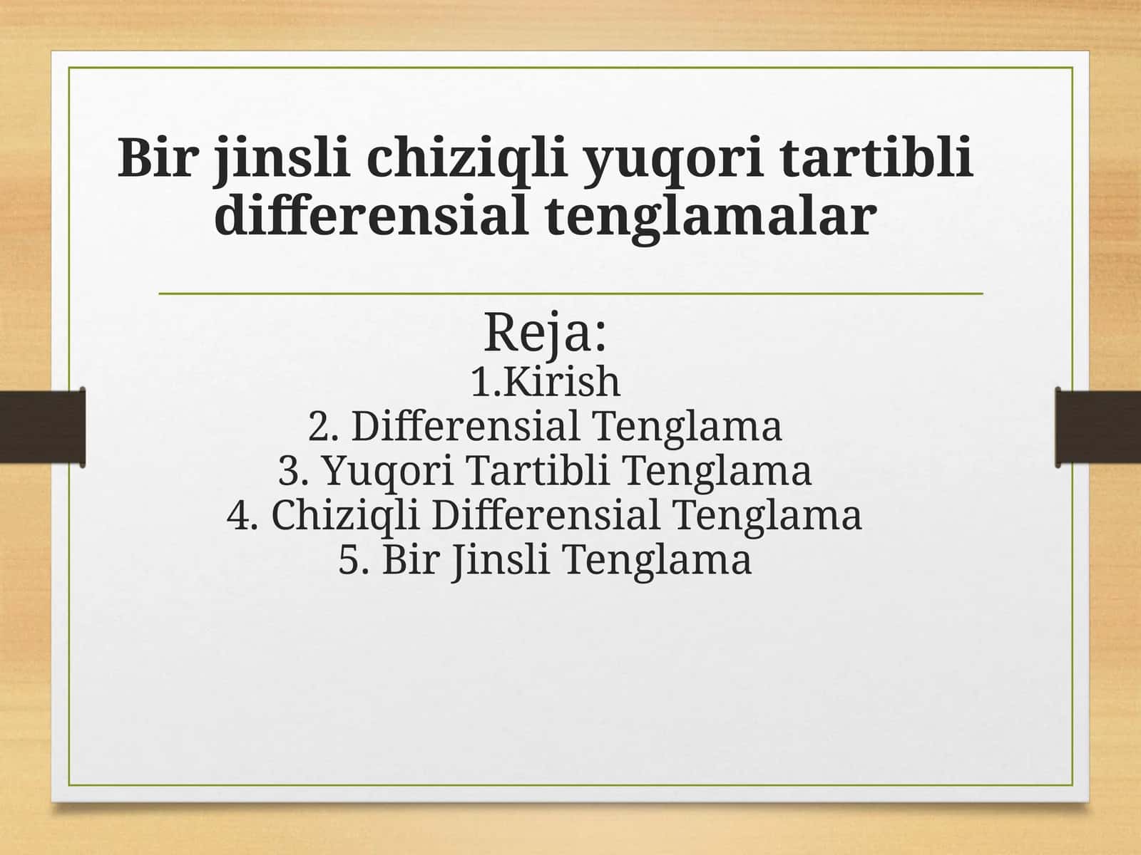 Bir jinsli chiziqli yuqori tartibli differensial tenglamalar 1