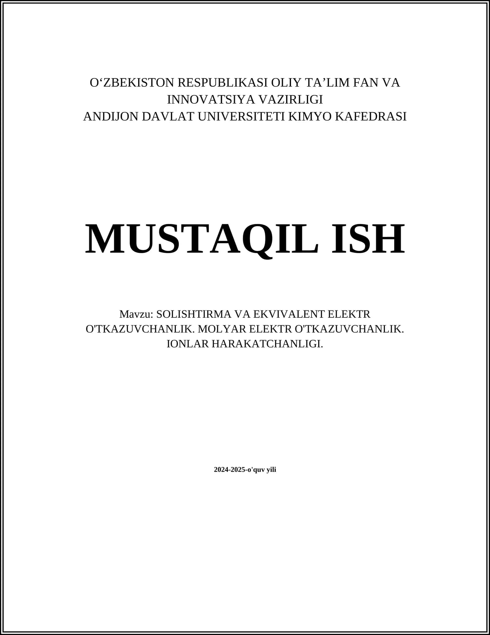 Metallar elektr o'tkazuvchanligi 1