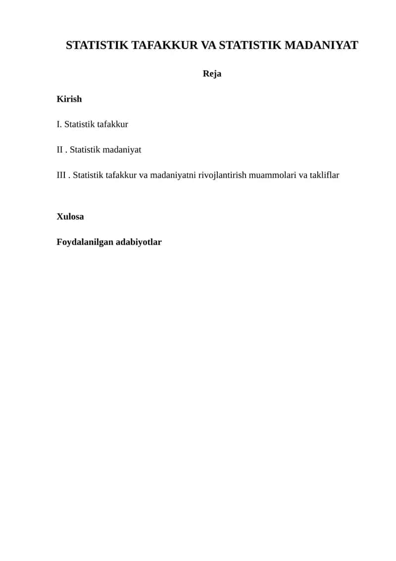 STATISTIK TAFAKKUR VA STATISTIK MADANIYAT 1