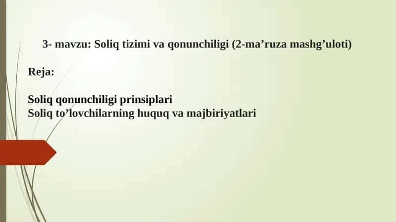 Soliq tizimi va qonunchiligi 1
