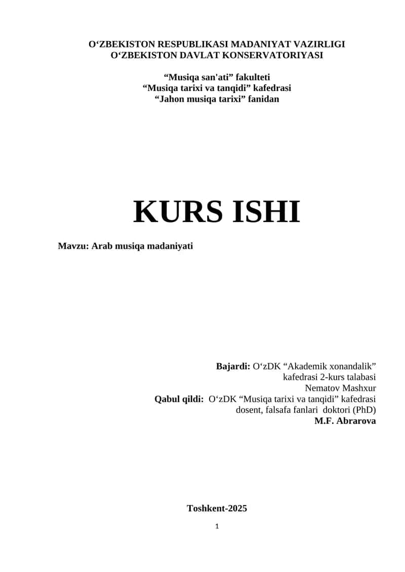 Arab musiqa madaniyati 1