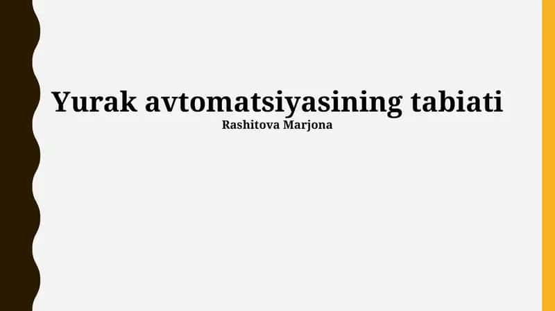 Yurak Avtomatlashtirish Tizimlari 1