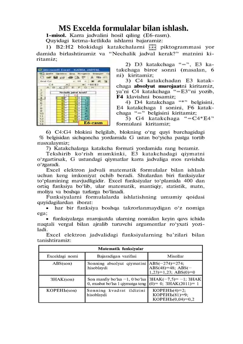 MS Excel 1