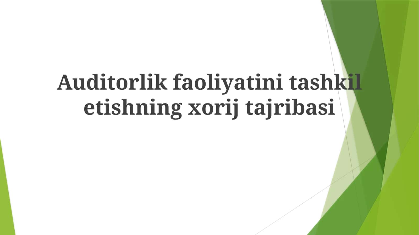 Auditorlik faoliyatini tashkilotishning xorij tajribasi 1