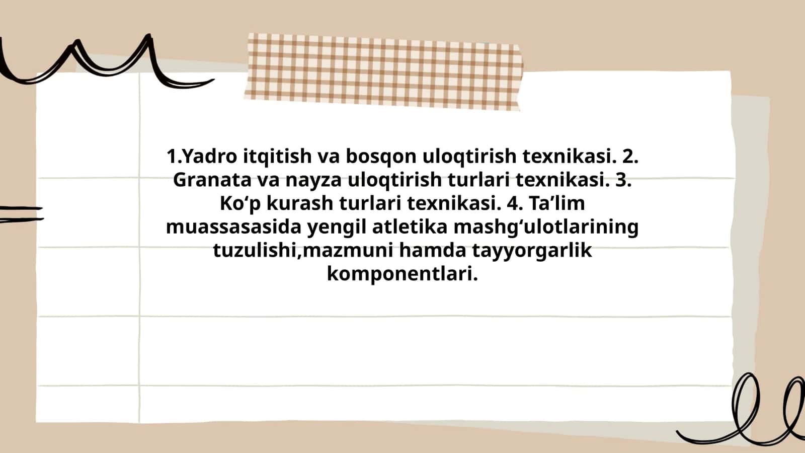 Mashg'ulotlar tayyorgarlik komponentlari 1