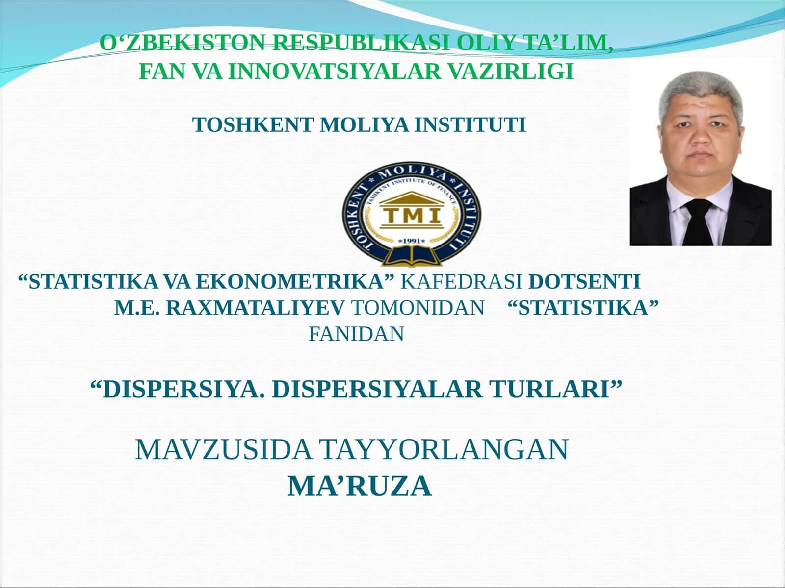 DISPERSIYA. DISPERSIYALAR TURLARI 1