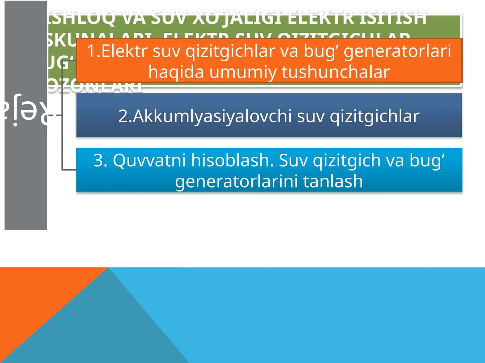 Elektr suv qizitgichlar va bug' generatorlari 1