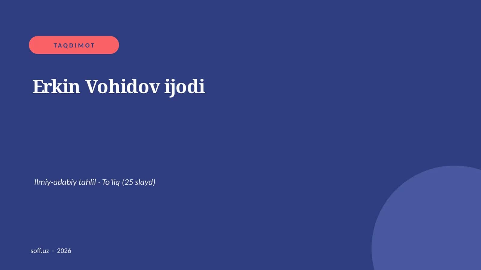 Erkin Vohidov ijodi 1