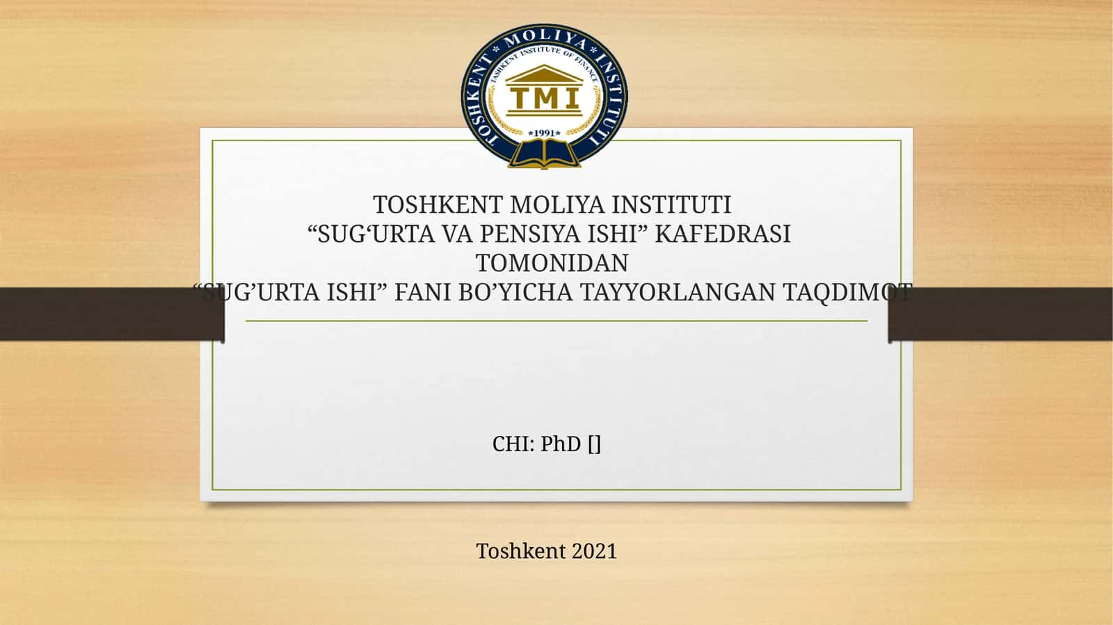 “SUG’URTA ISHI” FANI BO’YICHA TAYYORLANGAN TAQDIMOT 1
