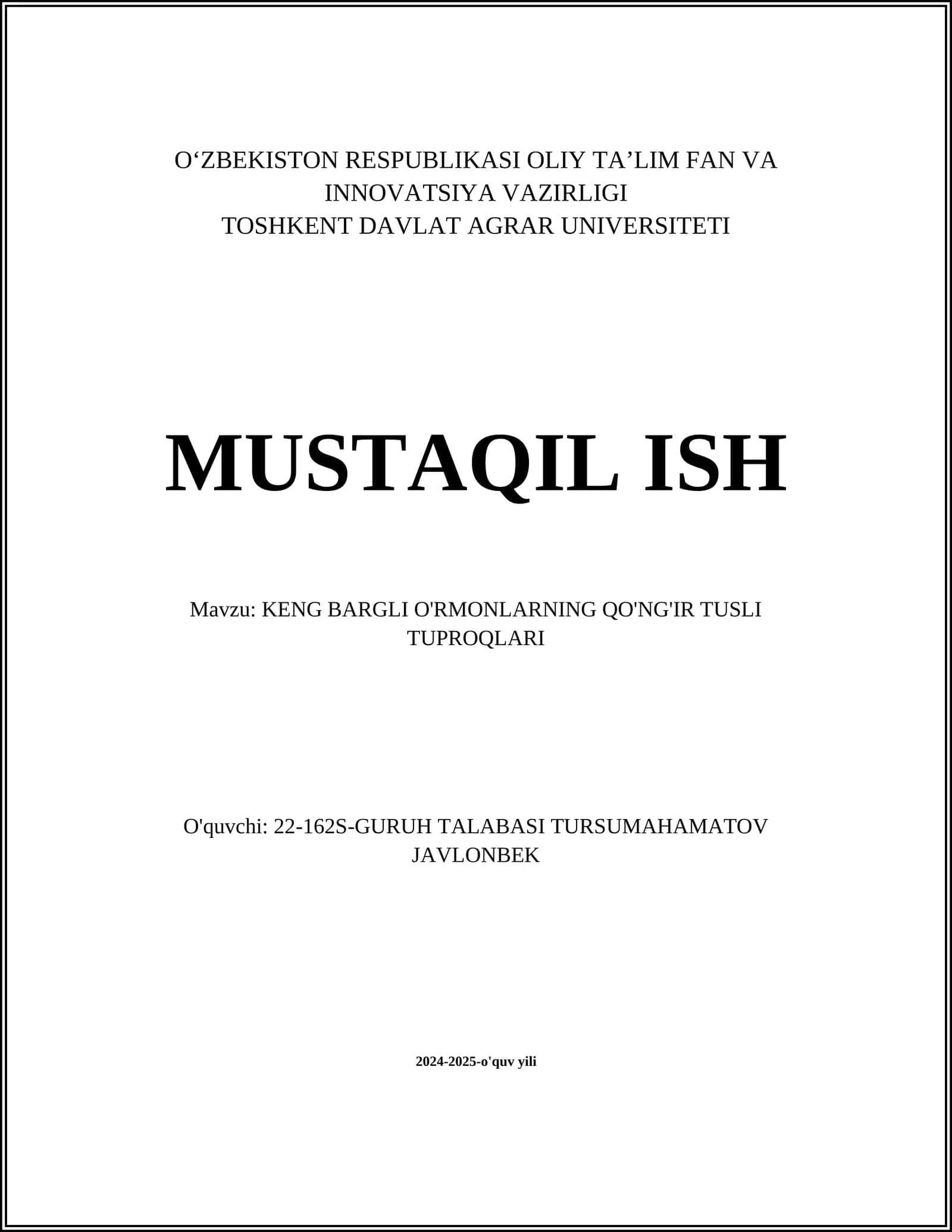 KENG BARGLI O'RMONLARNING QO'NG'IR TUSLI TUPROQLARI 1