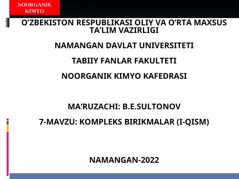 KOMPLEKS BIRIKMALAR (I-QISM) 1