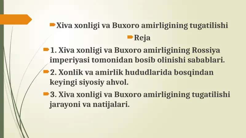 Xiva xonligi va Buxoro amirligining tugatilishi 1