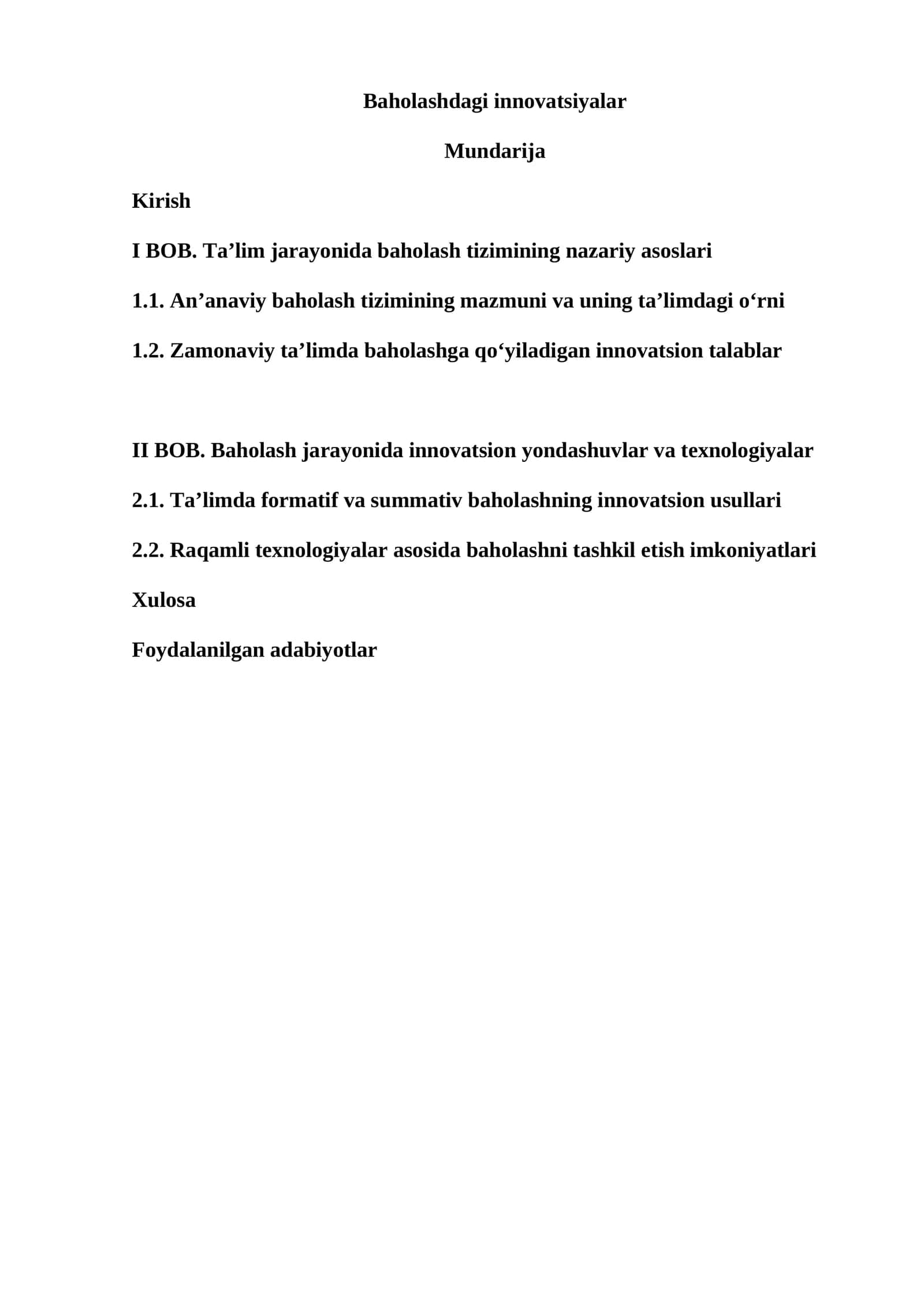 Bahaolashdagi Innovatsiyalar 1