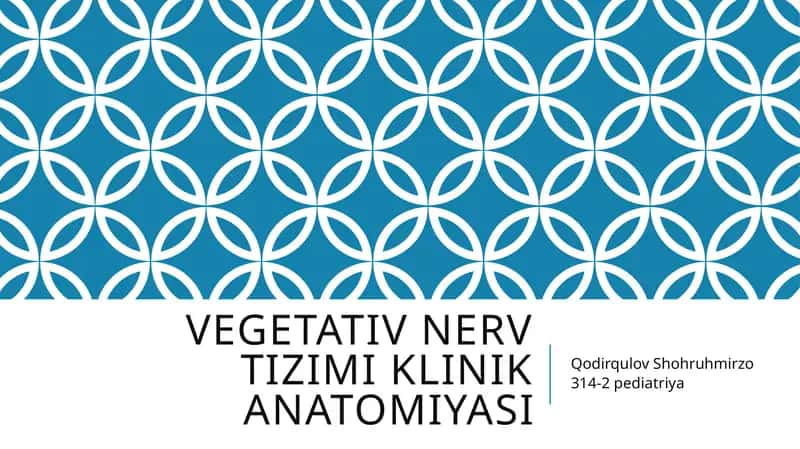 Vegetativ nerv tizimi klinika anatomiyasi 1