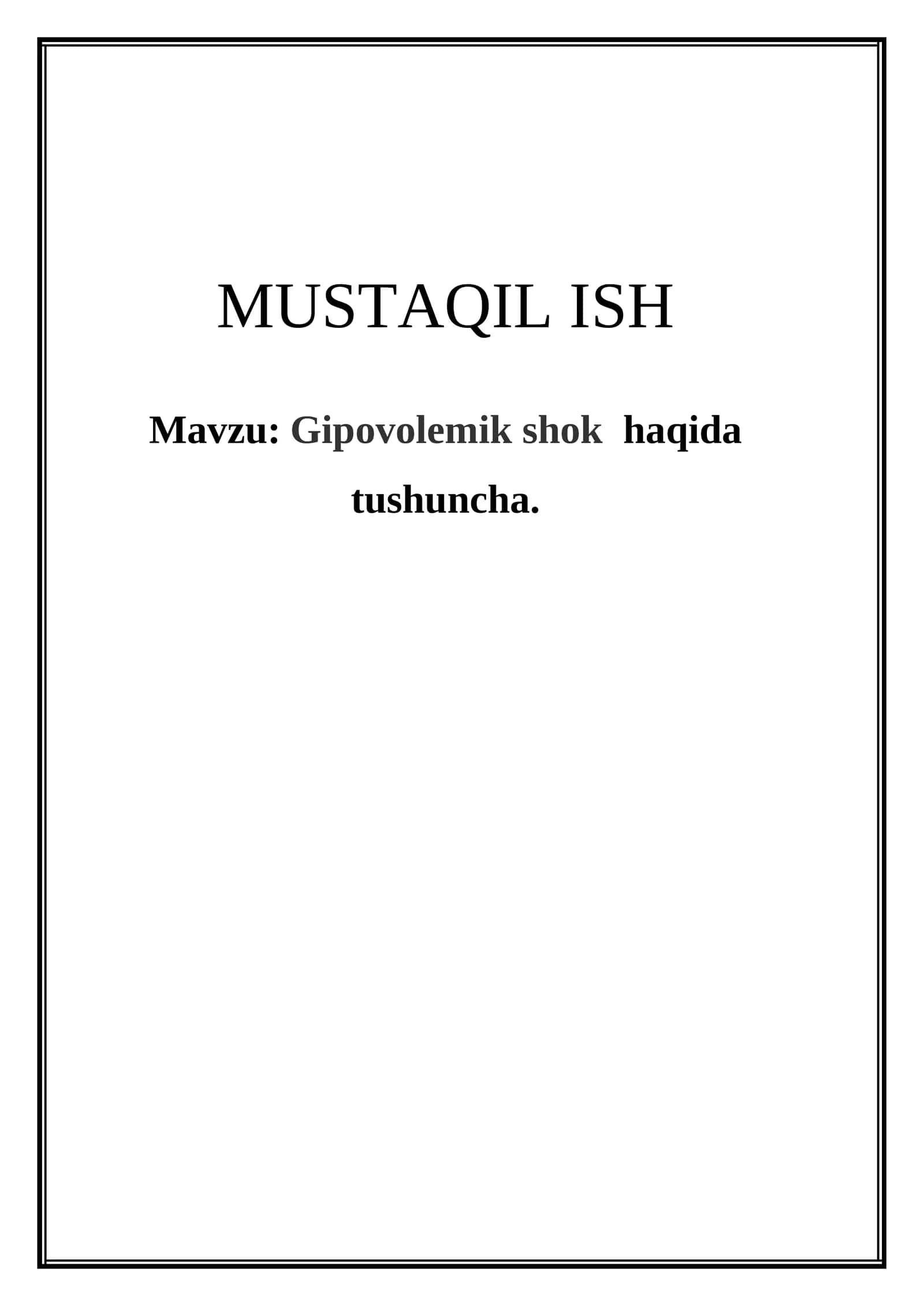 Gipovolemik shok haqida tushuncha 1