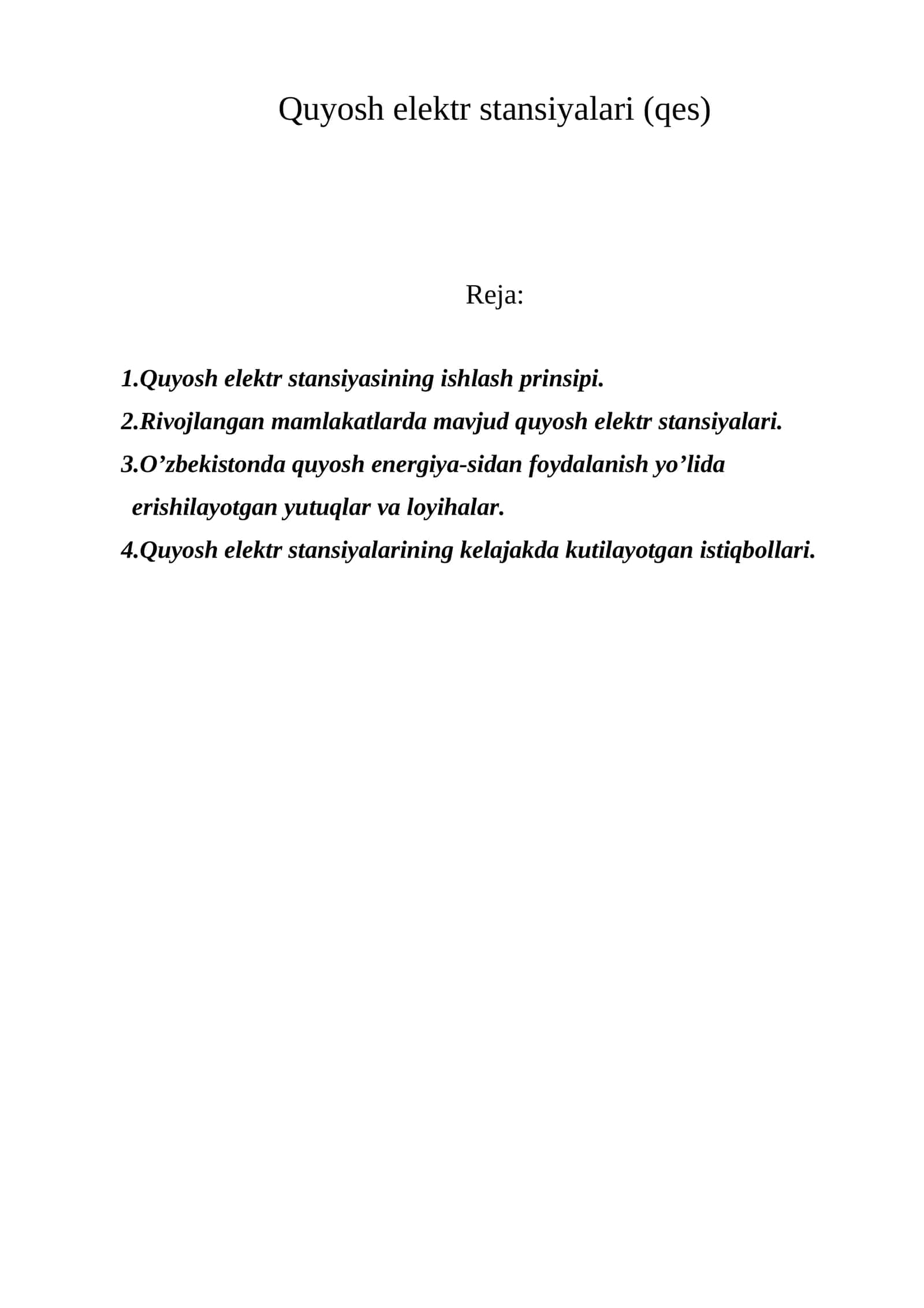 Quyosh elektr stansiyalari (qes) 1