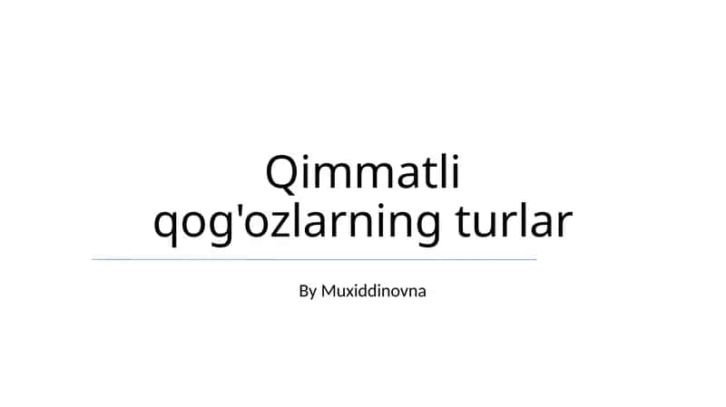 Qimmatli qog'ozlarning turlar 1