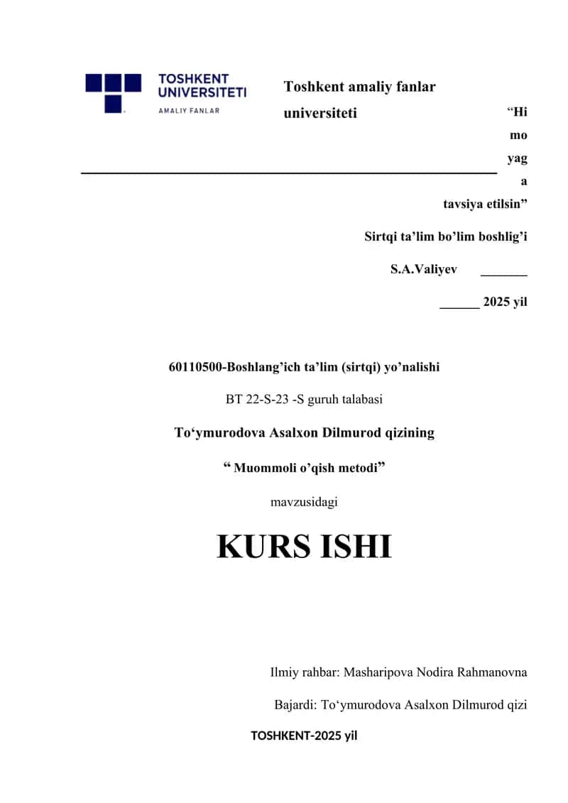 Muommili o'smirlar bilan ishlashning o'zuga xos xususiyasi. 1
