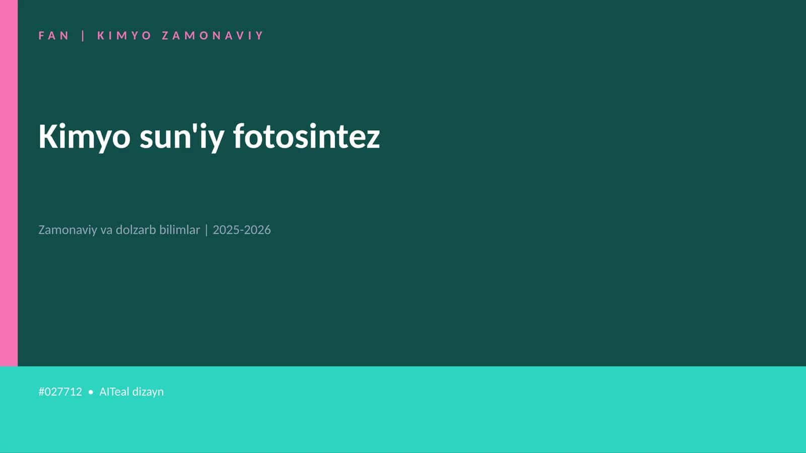 Kimyo sun'iy fotosintez 1