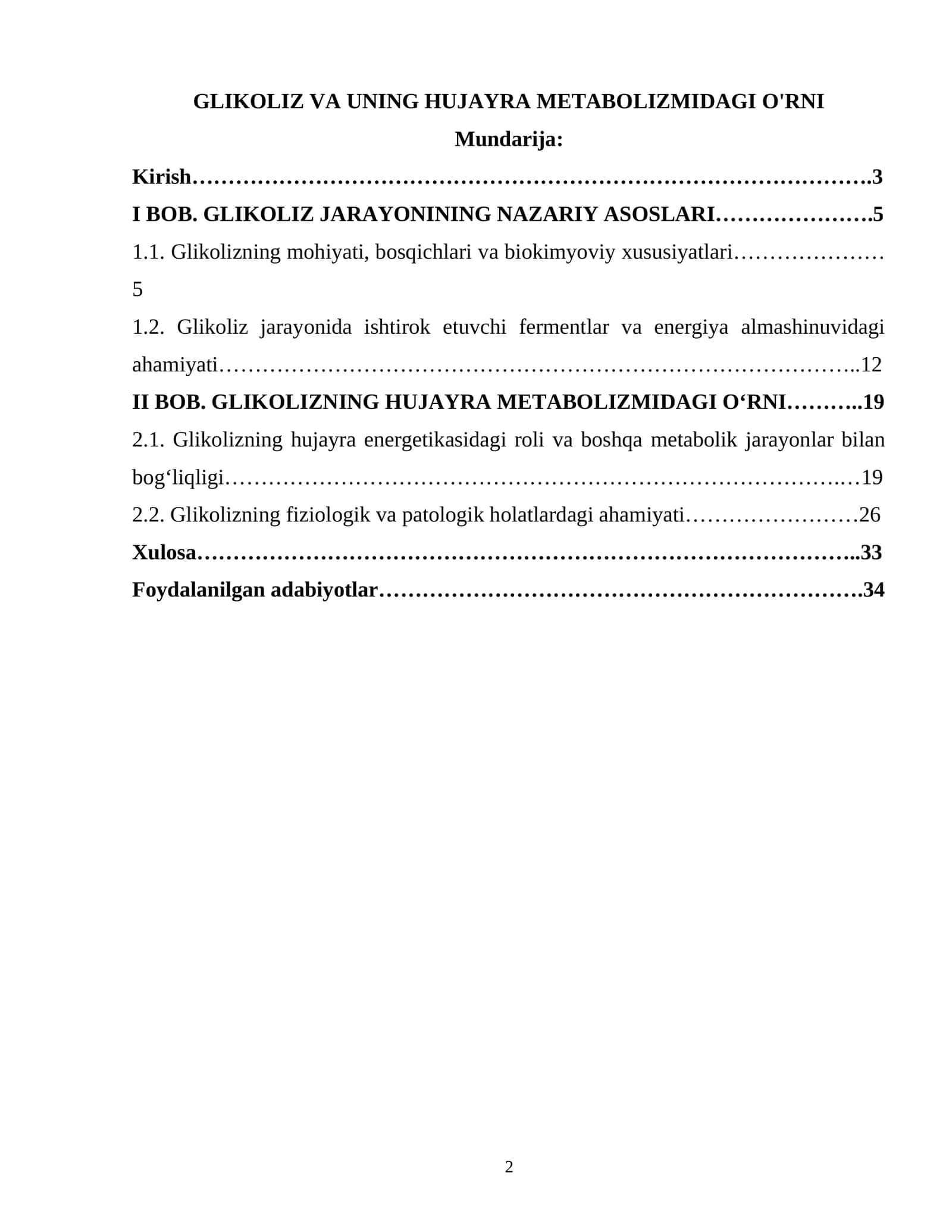 GLIKOLIZ VA UNING HUJAYRA METABOLIZMIDAGI O'RNI 1