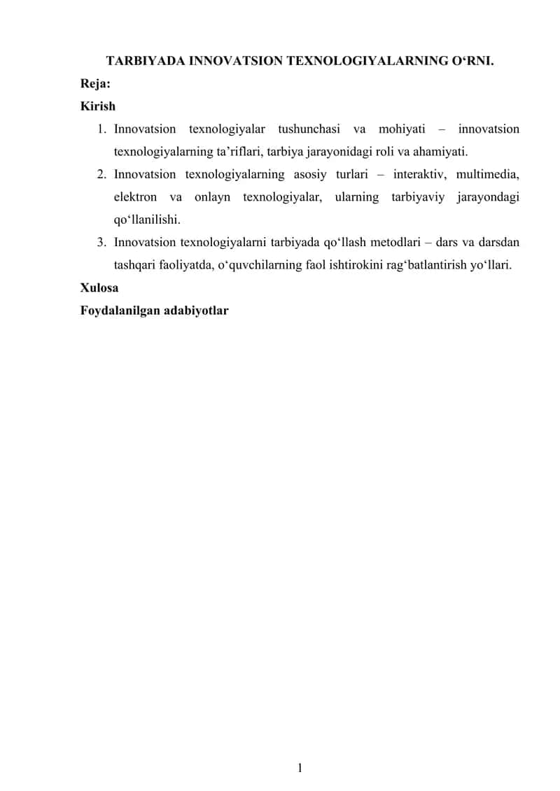 Innovatsion texnologiyalar tarbiyada 1