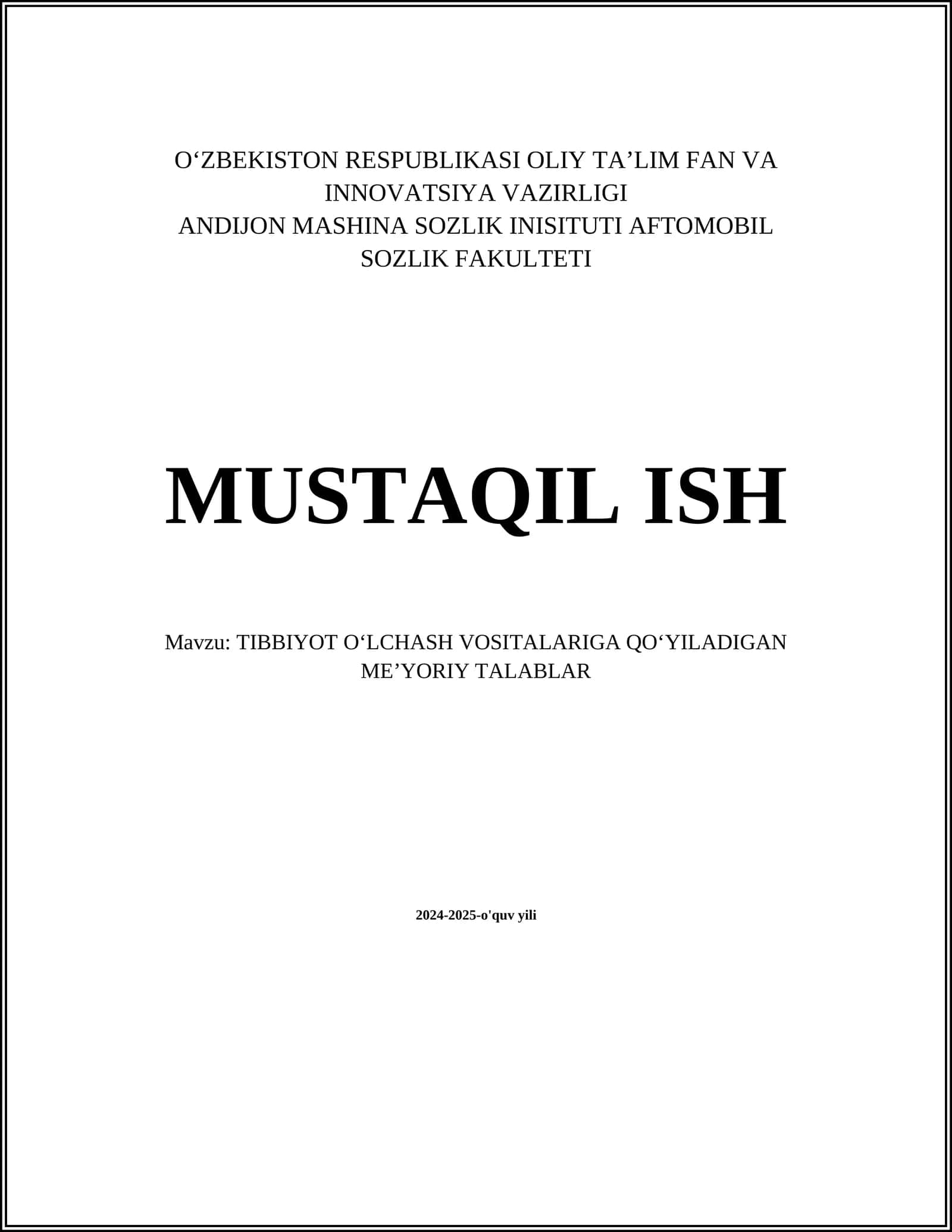 Tibbiyot o‘lchash vositalarining sertifikatlash talablari 1