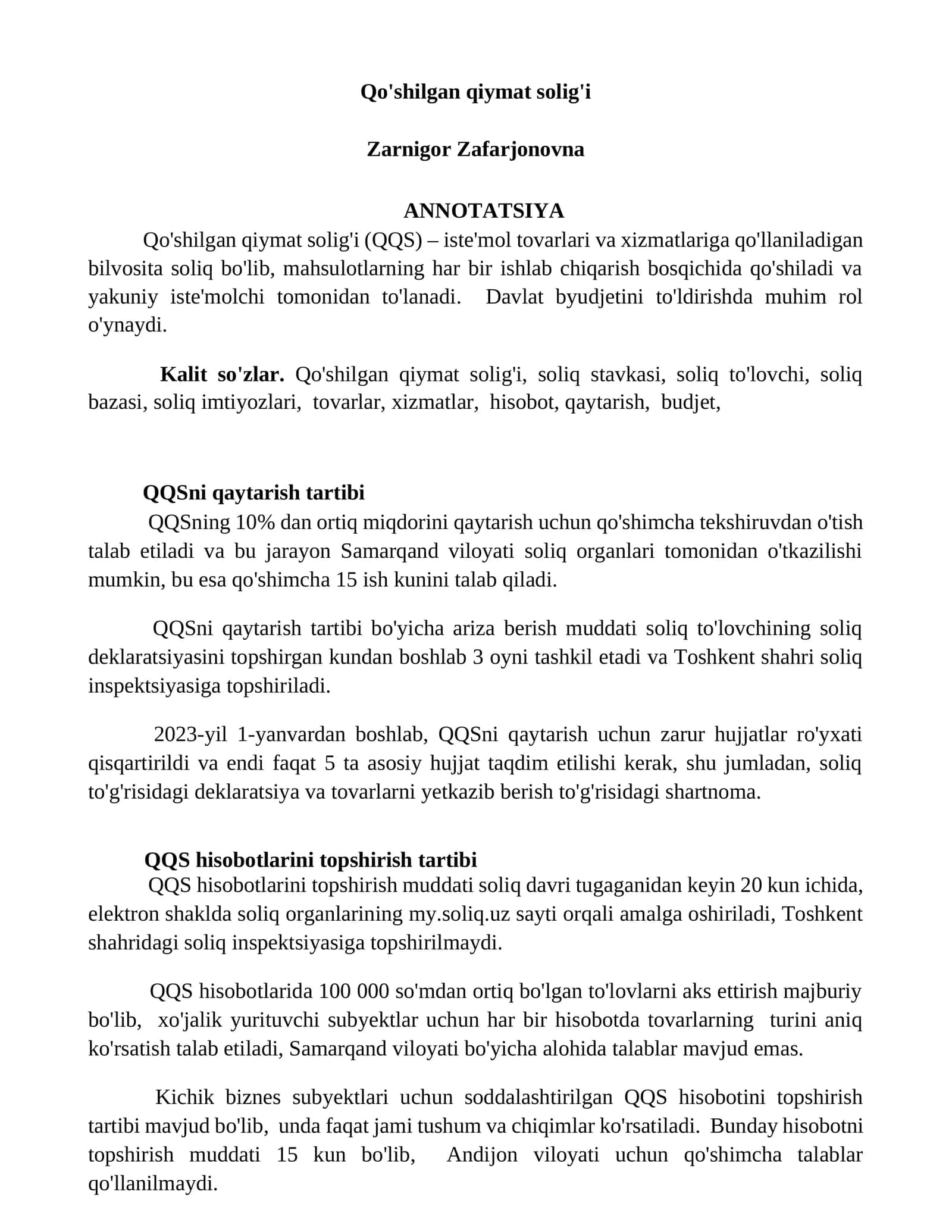 Qo'shilgan qiymat solig'i 1