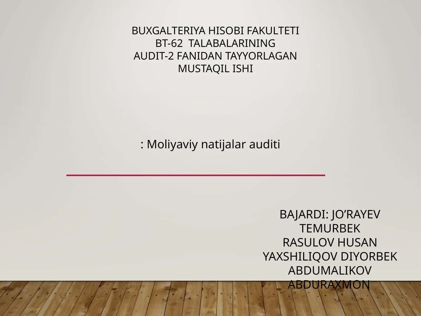 Moliyaviy natijalar auditi 1