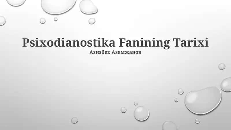 Psixodianostika Fanining Tarixi 1