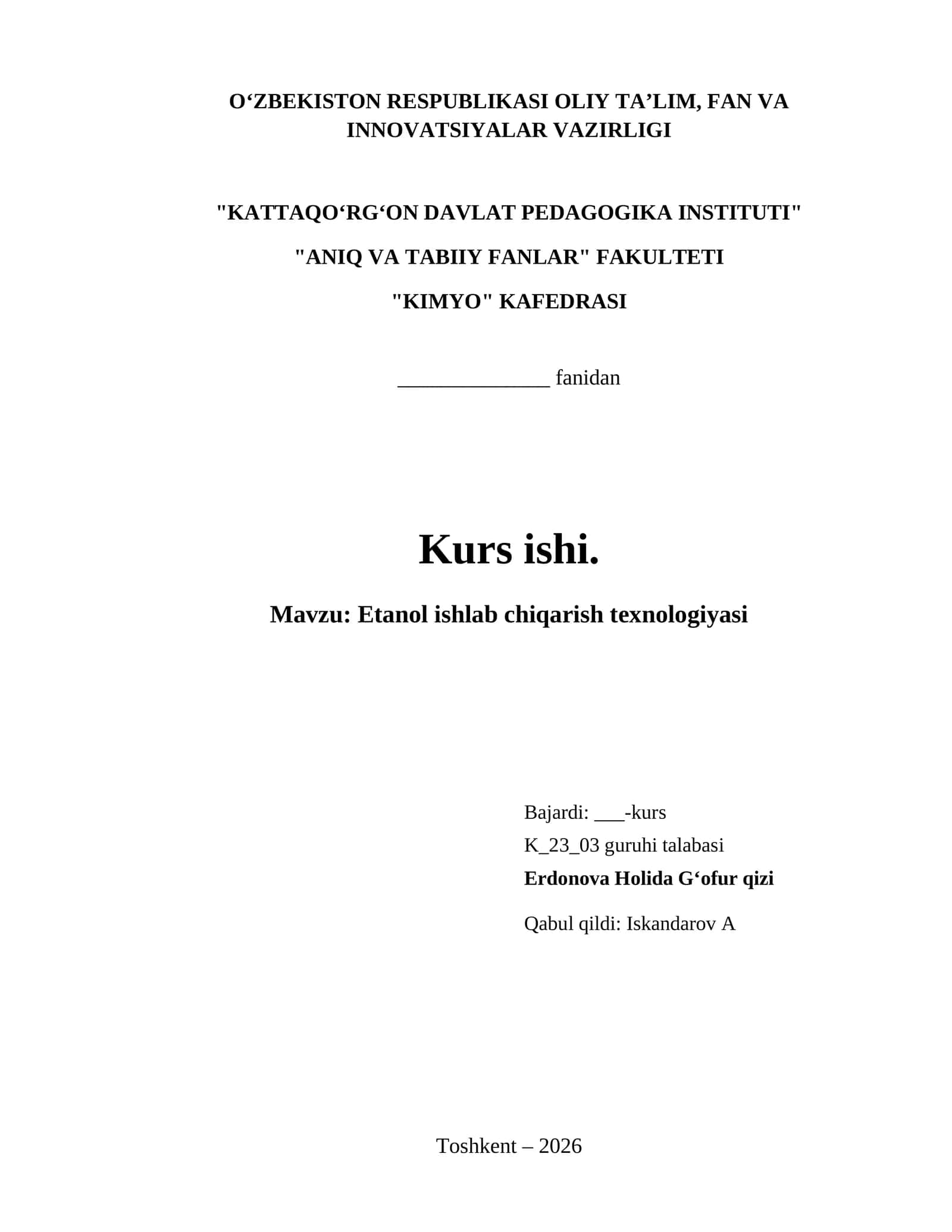 Etanol ishlab chiqarish texnologiyasi 1