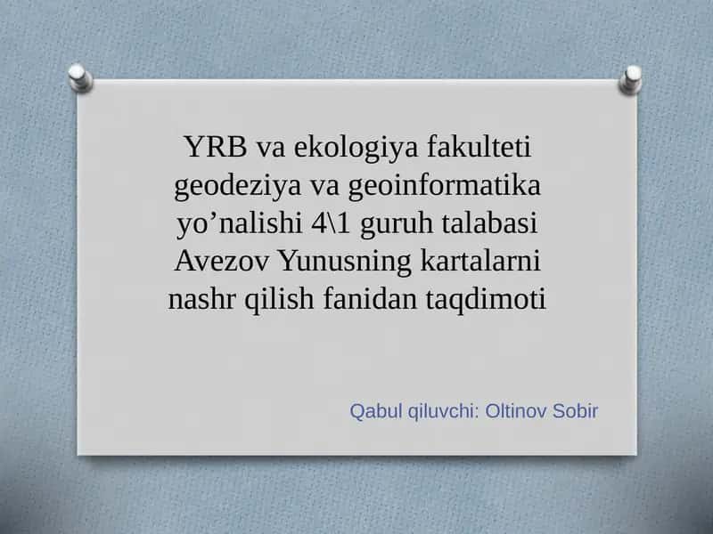 Kartalar tuzish bo'yicha fan 1