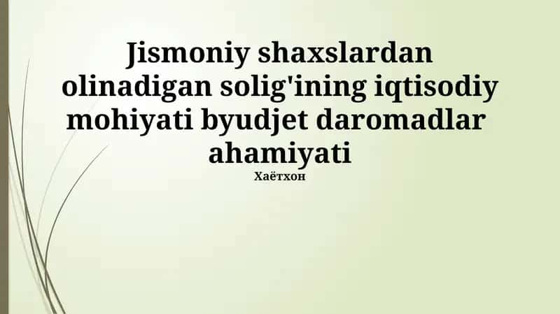 Soliq Qonunchiligi va uning Ahamiyati 1